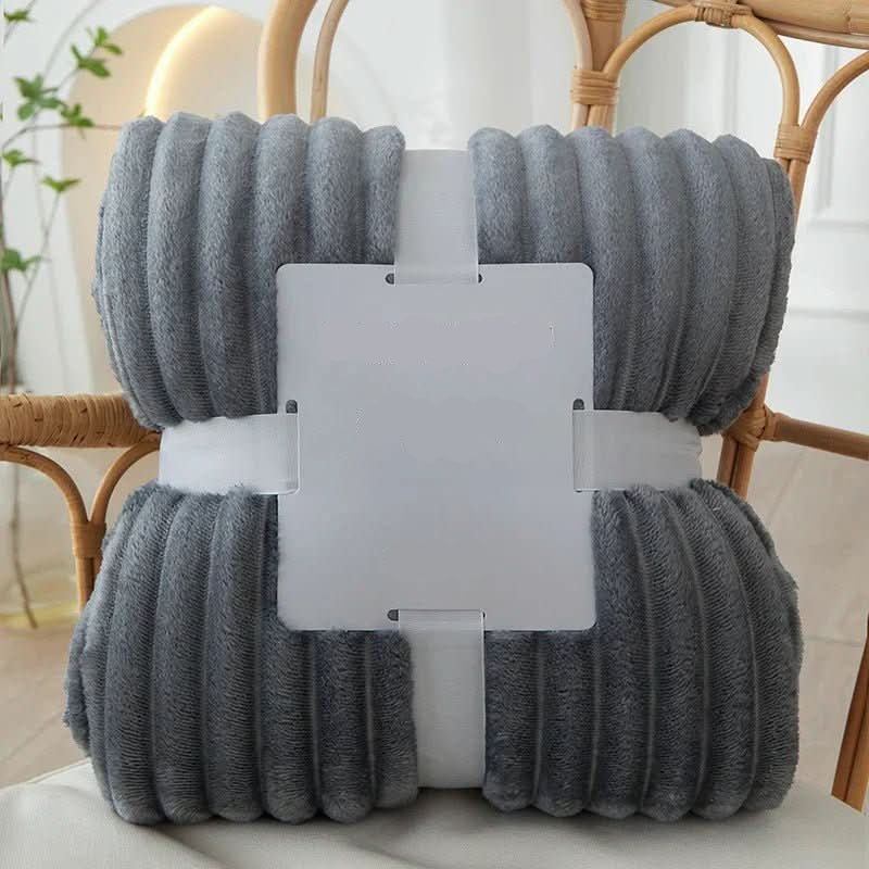 Couverture en Flanelle Polaire Large avec Motif Rayé