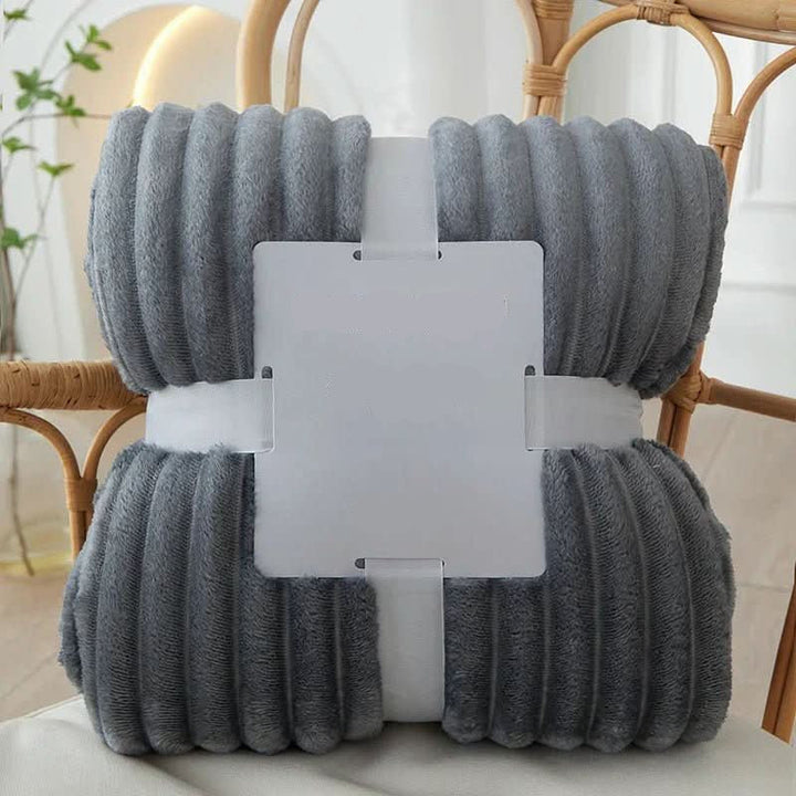 Couverture en Flanelle Polaire Large avec Motif Rayé