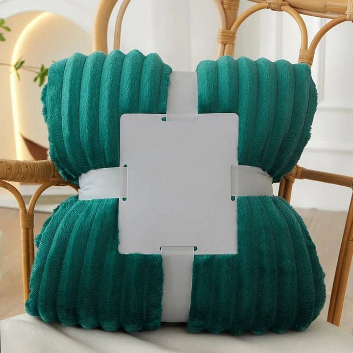 Couverture en Flanelle Polaire Large avec Motif Rayé