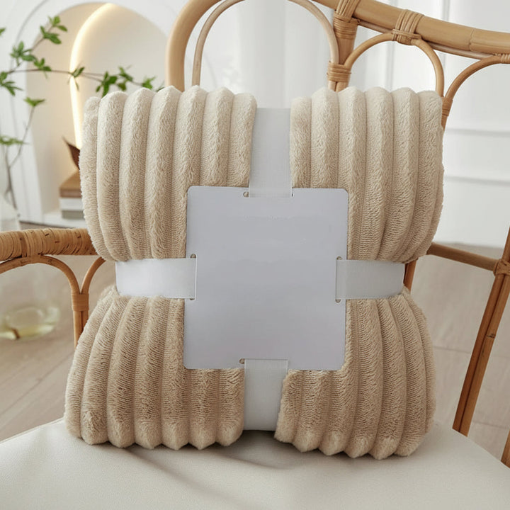 Couverture en Flanelle Polaire Large avec Motif Rayé
