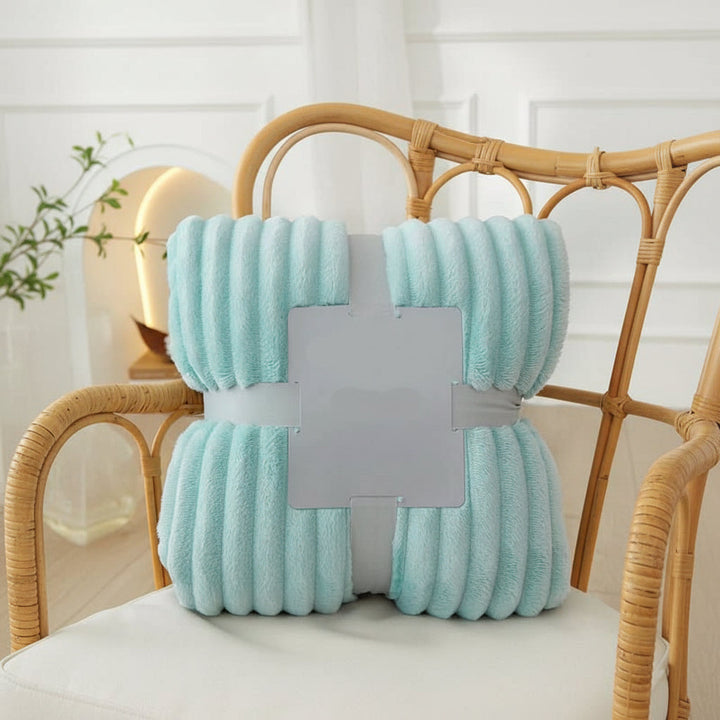 Couverture en Flanelle Polaire Large avec Motif Rayé