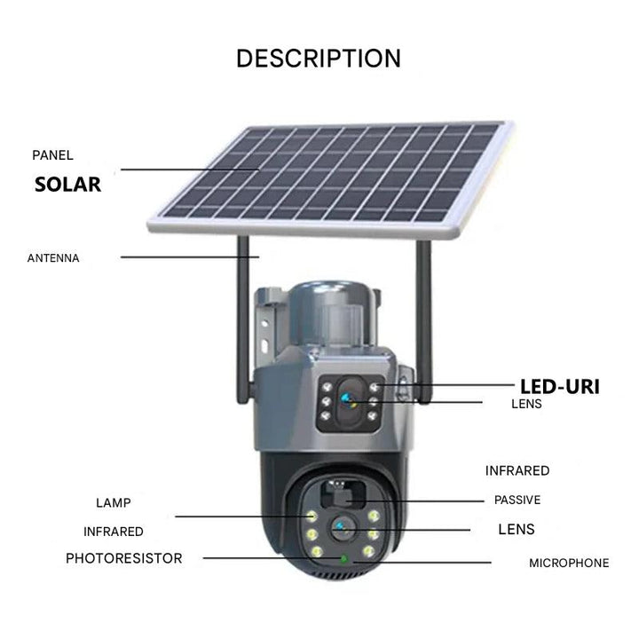 Caméra de Sécurité 4K Sans Fil avec Panneau Solaire – Protection Double 4K