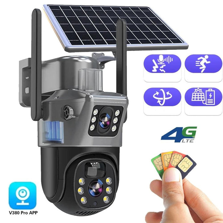 Caméra de Sécurité 4K Sans Fil avec Panneau Solaire – Protection Double 4K