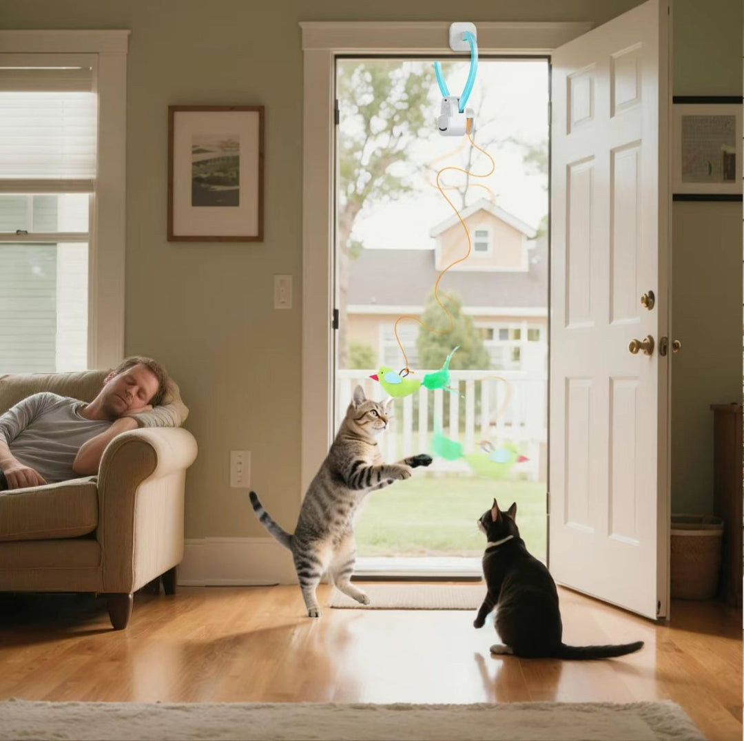 Jouet pour Oiseaux Activé par Mouvement pour Chats d'Intérieur
