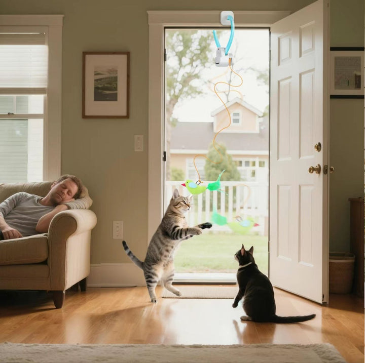 Jouet pour Oiseaux Activé par Mouvement pour Chats d'Intérieur