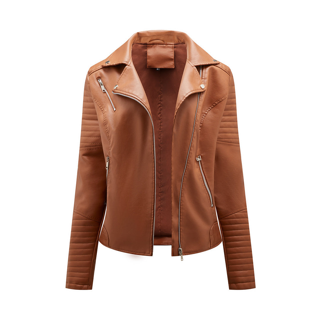 Veste en Cuir Femme à Revers | Courte