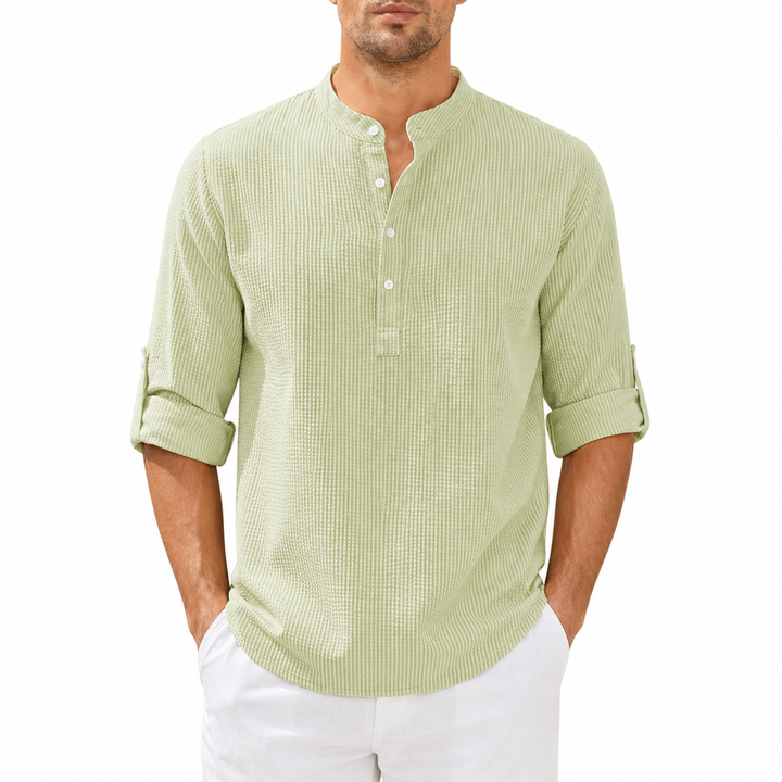 Chemise Homme Décontractée À Col Mandarin | Manches Longues