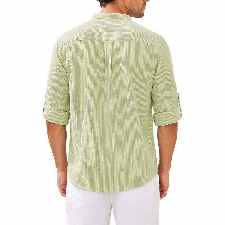 Chemise Homme Décontractée À Col Mandarin | Manches Longues