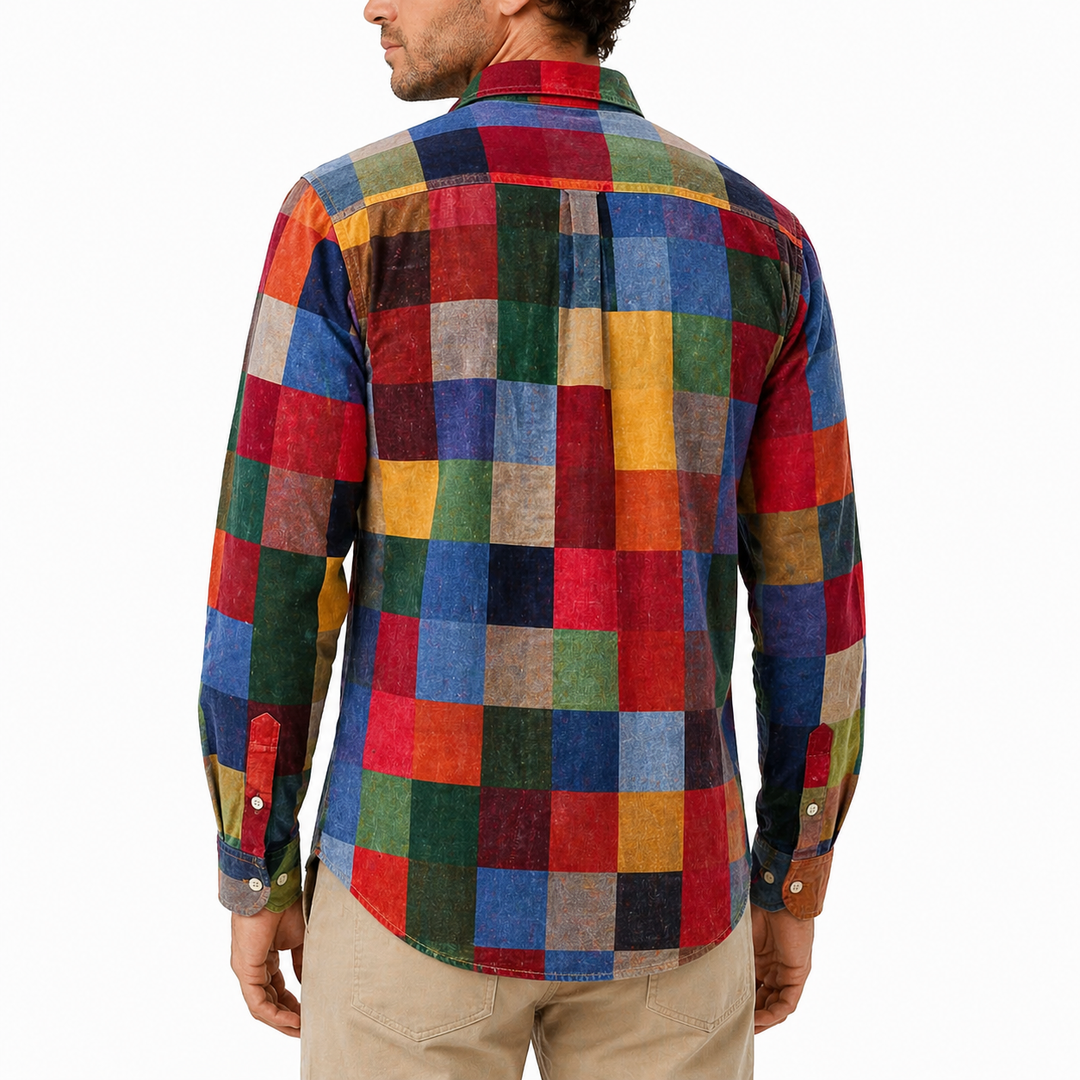 Chemise À Carreaux Patchwork Pour Homme | Manches Longues