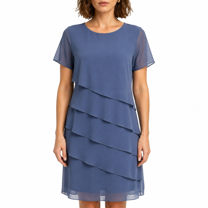 Robe à volants à manches courtes pour femme | Midi