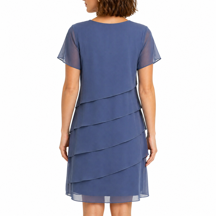 Robe à volants à manches courtes pour femme | Midi