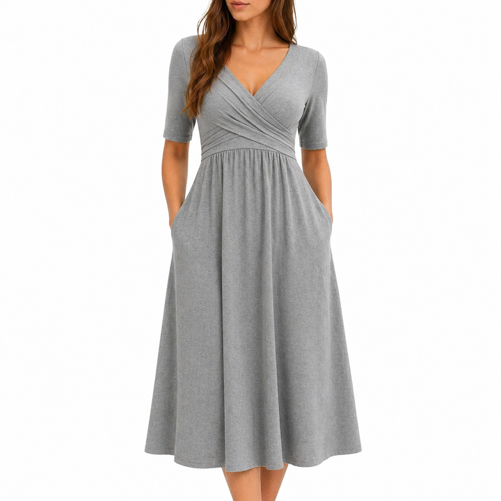 Robe Portefeuille À Col en V Pour Femme | Midi