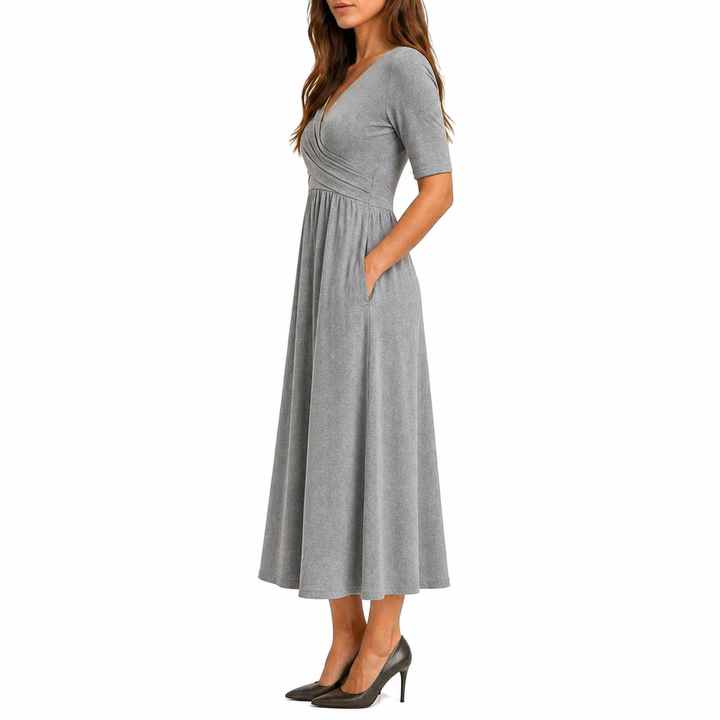 Robe Portefeuille À Col en V Pour Femme | Midi