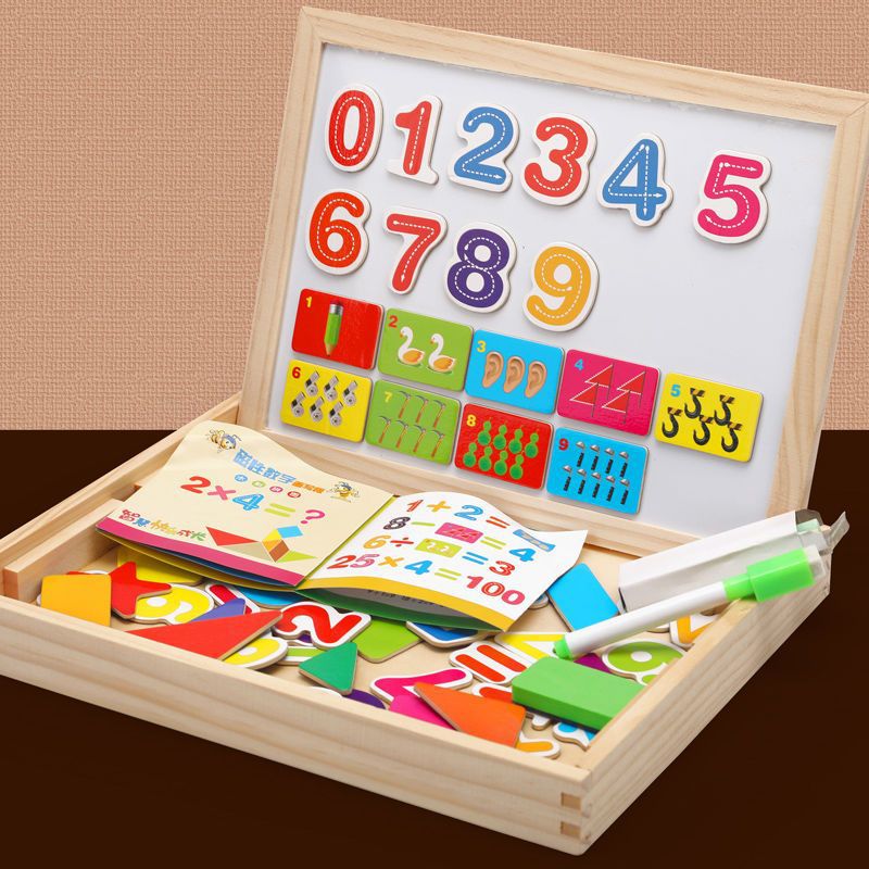 Tableau de Dessin 2-en-1 Montessori avec Surface Magnétique & Tableau Noir pour Enfants