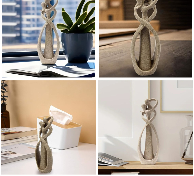 Amour Éternel | Figurine Abstraite | Cadeau Unique | Étreinte Éternelle