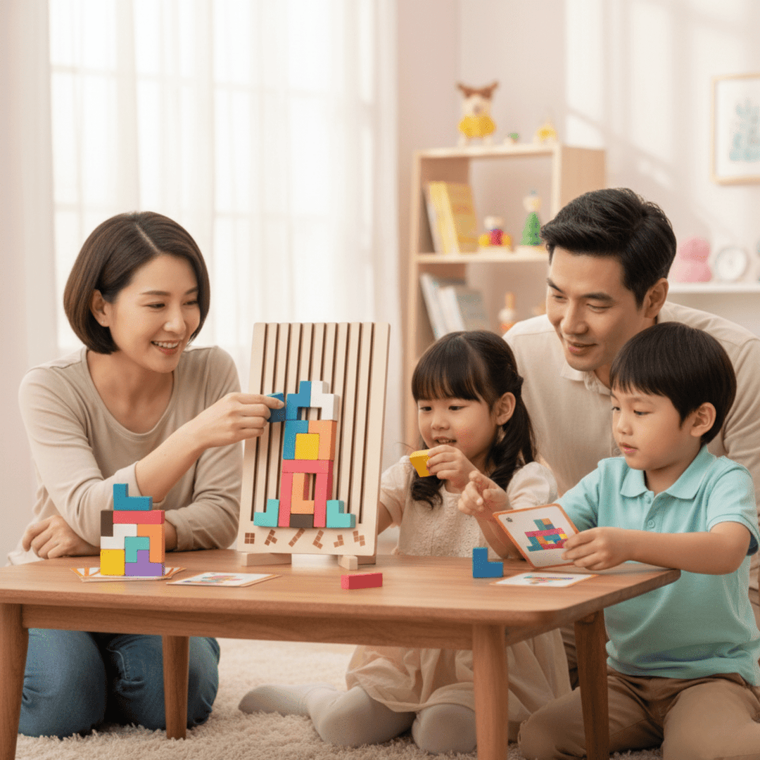 Tetris en Bois Montessori pour un Empilement Créatif et un Entraînement Logique