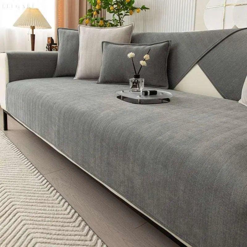 Housse de canapé en L - Protecteur de canapé doux anti-dérapant pour confort et style