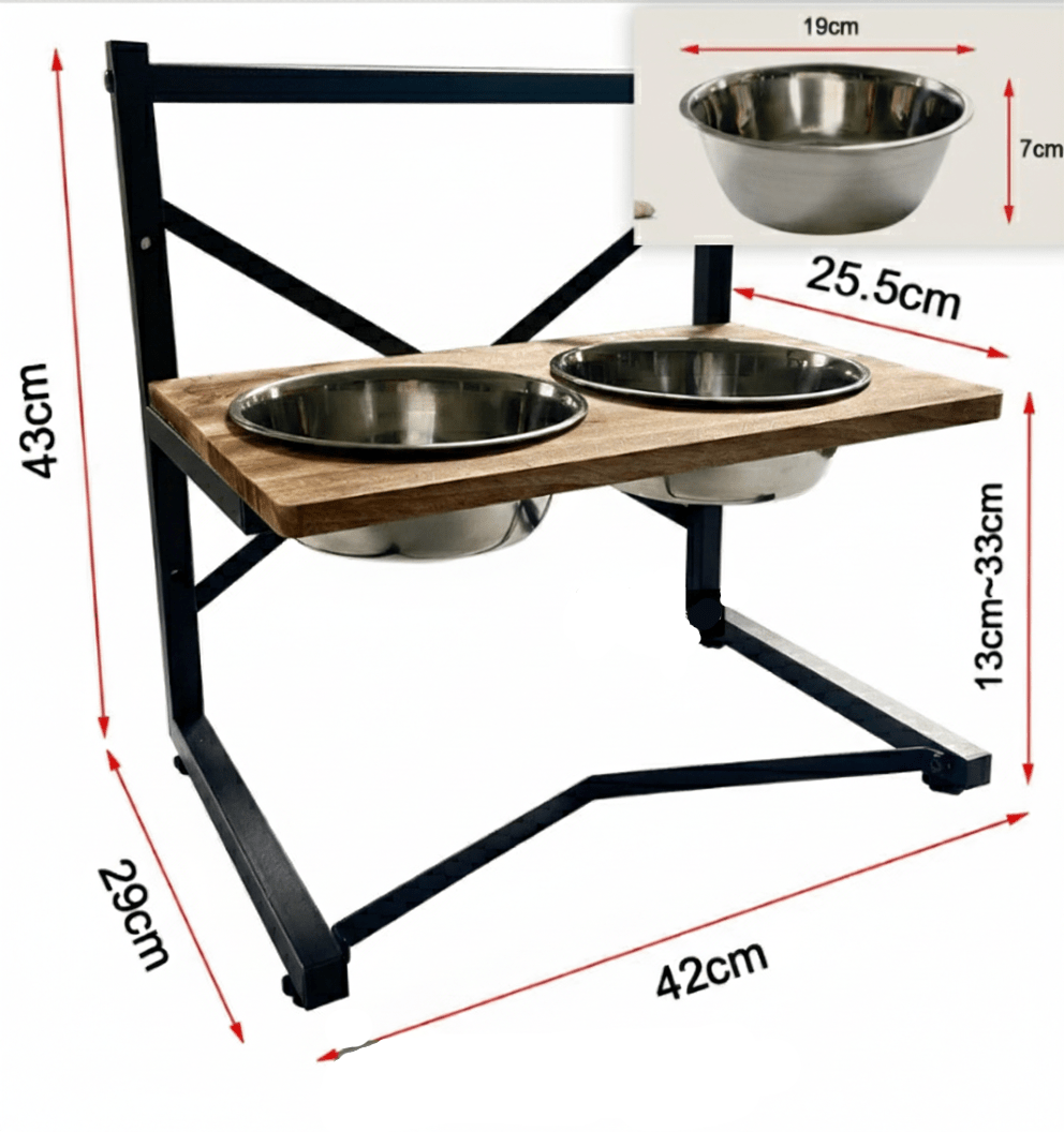 Station de Nourriture Ergonomique pour Chiens avec Bols en Acier Inoxydable