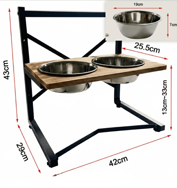 Station de Nourriture Ergonomique pour Chiens avec Bols en Acier Inoxydable