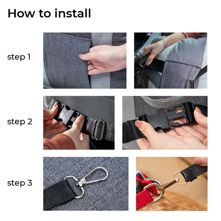 Lit de Siège pour Chien avec Ceinture de Sécurité et Fond Antidérapant pour des Trajets Confortables