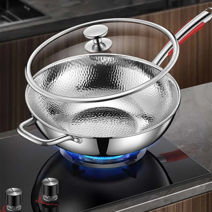 Wok en Titane Premium avec Fond Rond pour Plaques Induction et Sautés Faciles