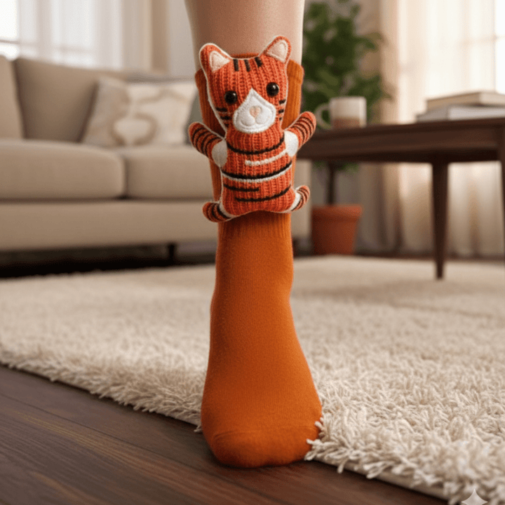 Chaussettes de Maison Confortables avec Design Animal 3D Adorable et Semelle Antidérapante Sûre