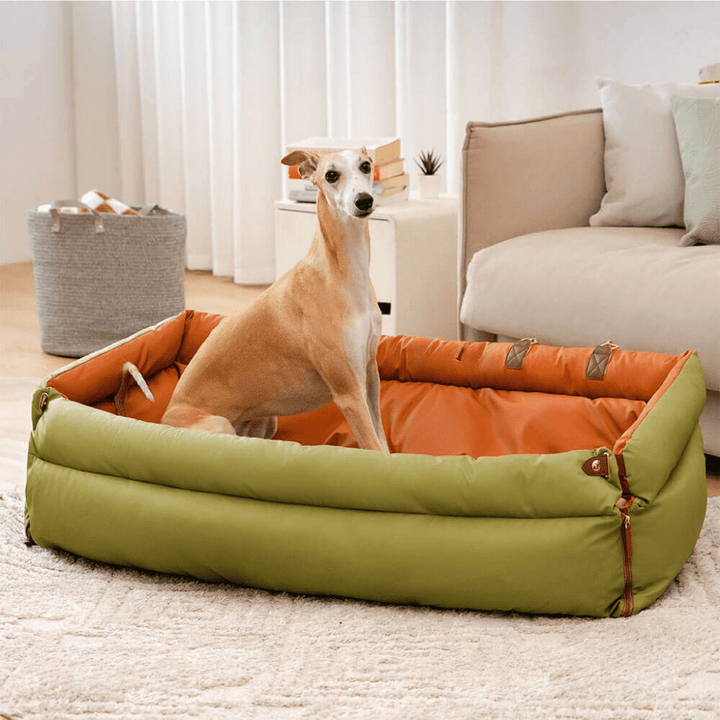 Grand Coussin de Siège de Voiture pour Chien en Cuir Synthétique avec Finition Élégante et Support Antidérapant
