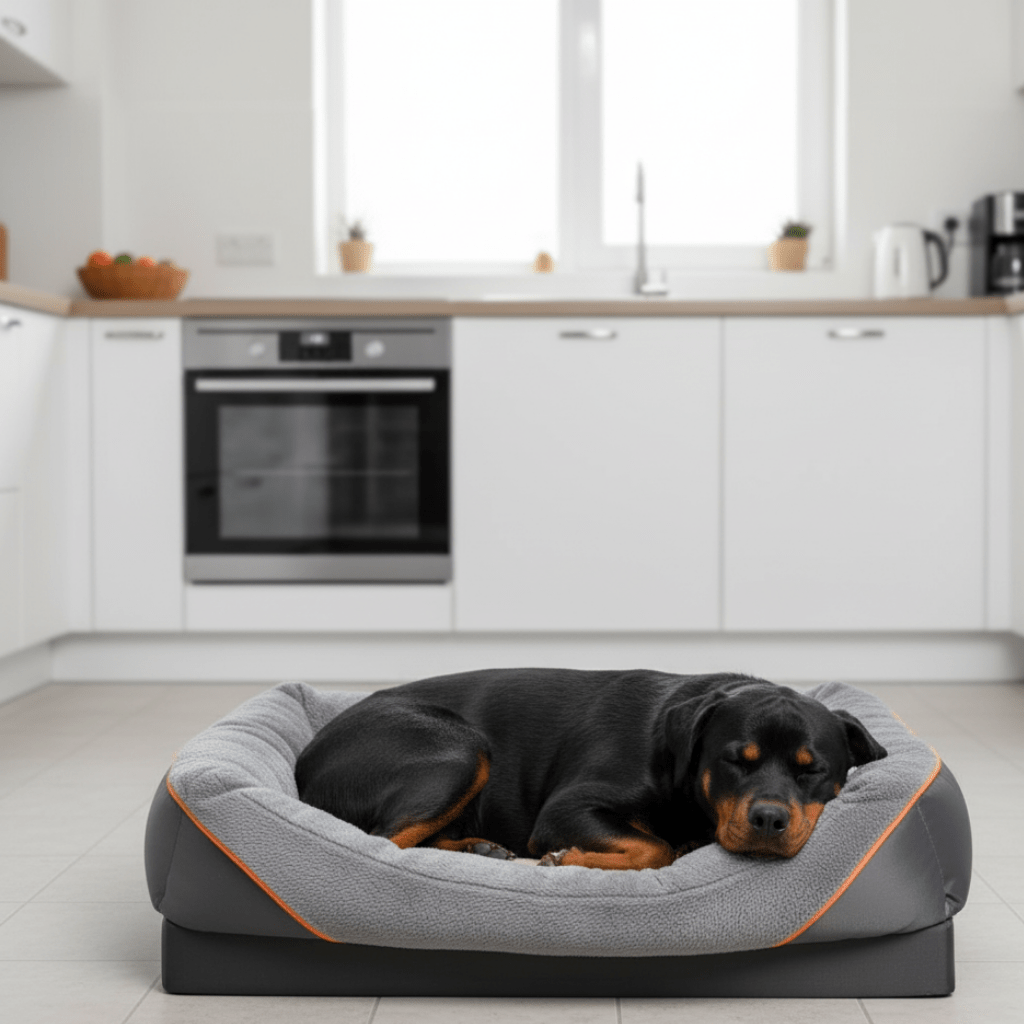 Lit Orthopédique Imperméable pour Chien avec Oreiller Élevé & Support en Mousse à Mémoire