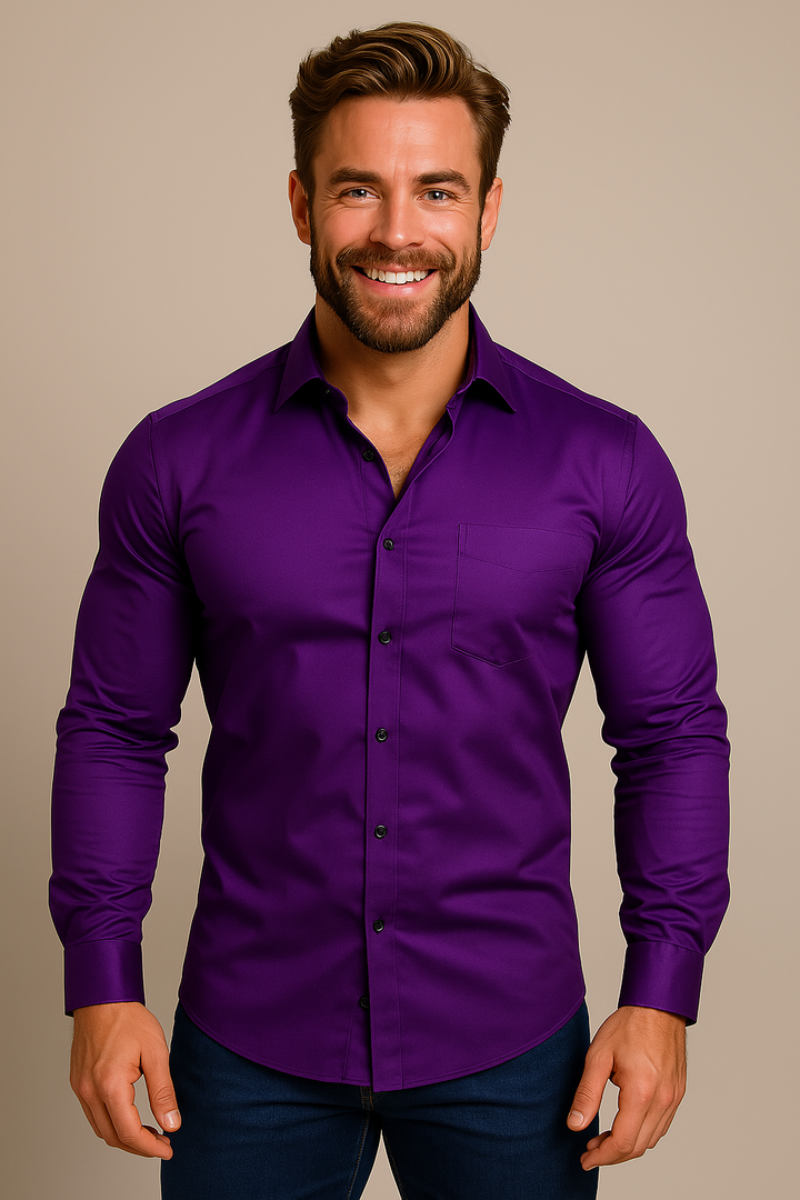 Chemise Boutonnée Décontractée Intelligente pour Hommes | Manches Longues