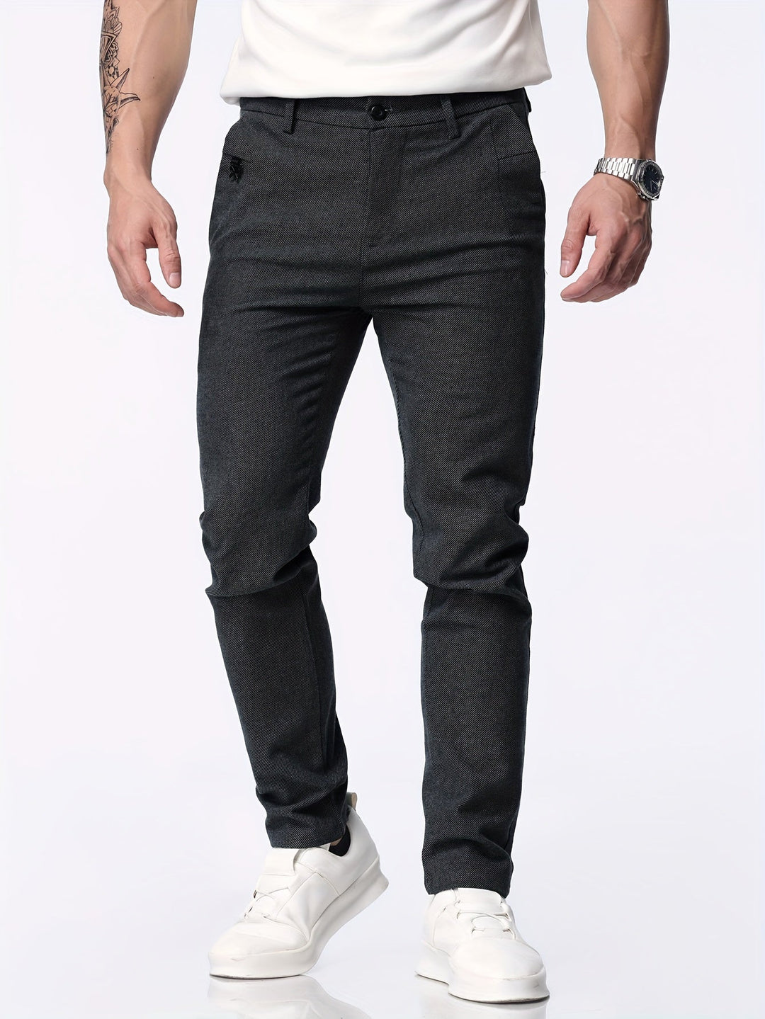 Pantalons d'affaires décontractés ajustés pour hommes | Chino