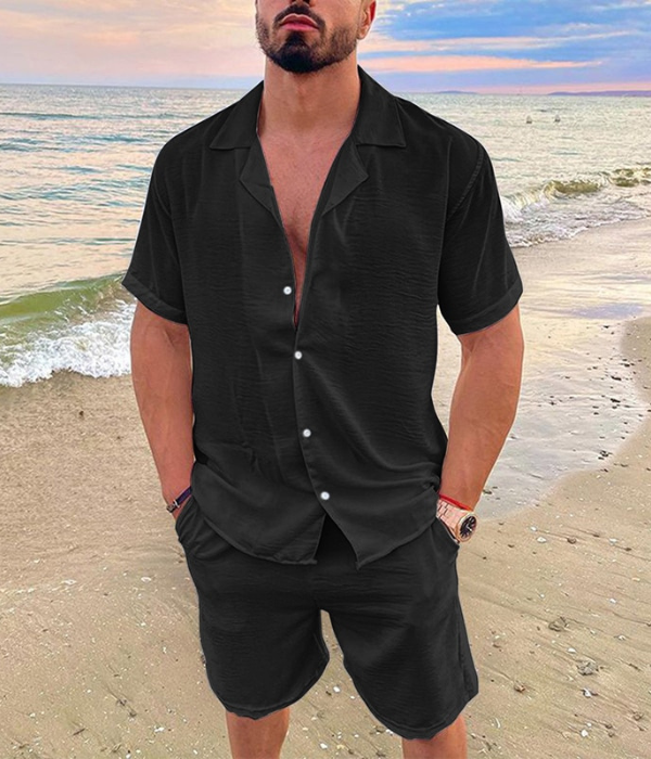 Ensemble d'été pour hommes en deux pièces | Chemise en lin et shorts