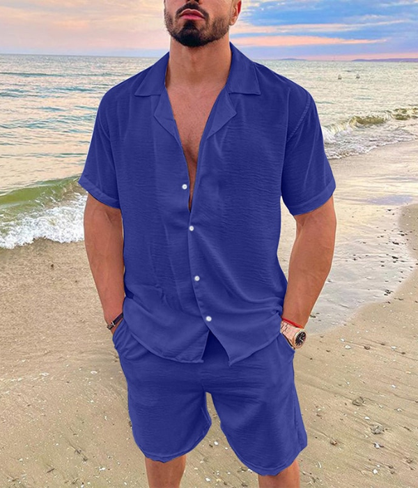 Ensemble d'été pour hommes en deux pièces | Chemise en lin et shorts