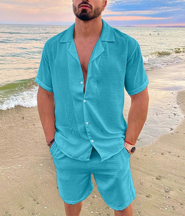 Ensemble d'été pour hommes en deux pièces | Chemise en lin et shorts
