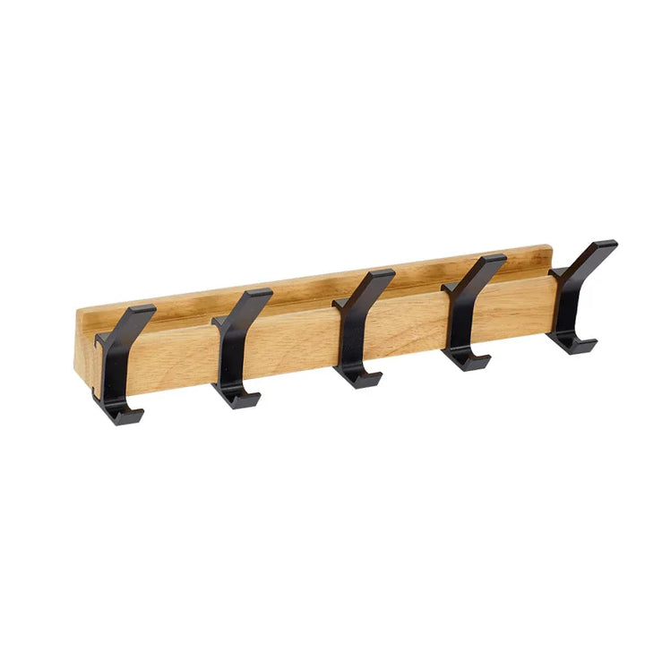 Porte-manteau mural avec crochets doubles réglables | Design scandinave | Bois & Aluminium | Gain de place & Moderne