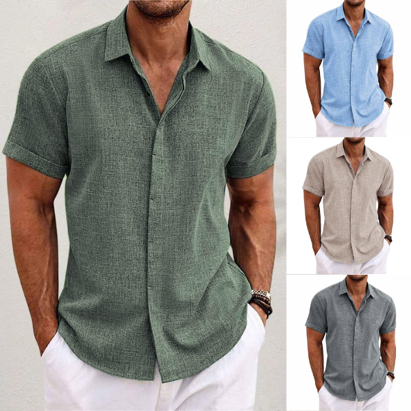 Chemise en Lin pour Hommes | Manches Courtes