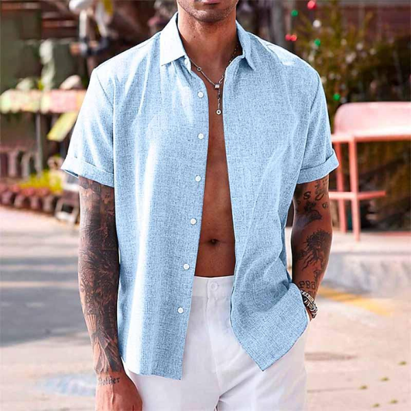 Chemise en Lin pour Hommes | Manches Courtes