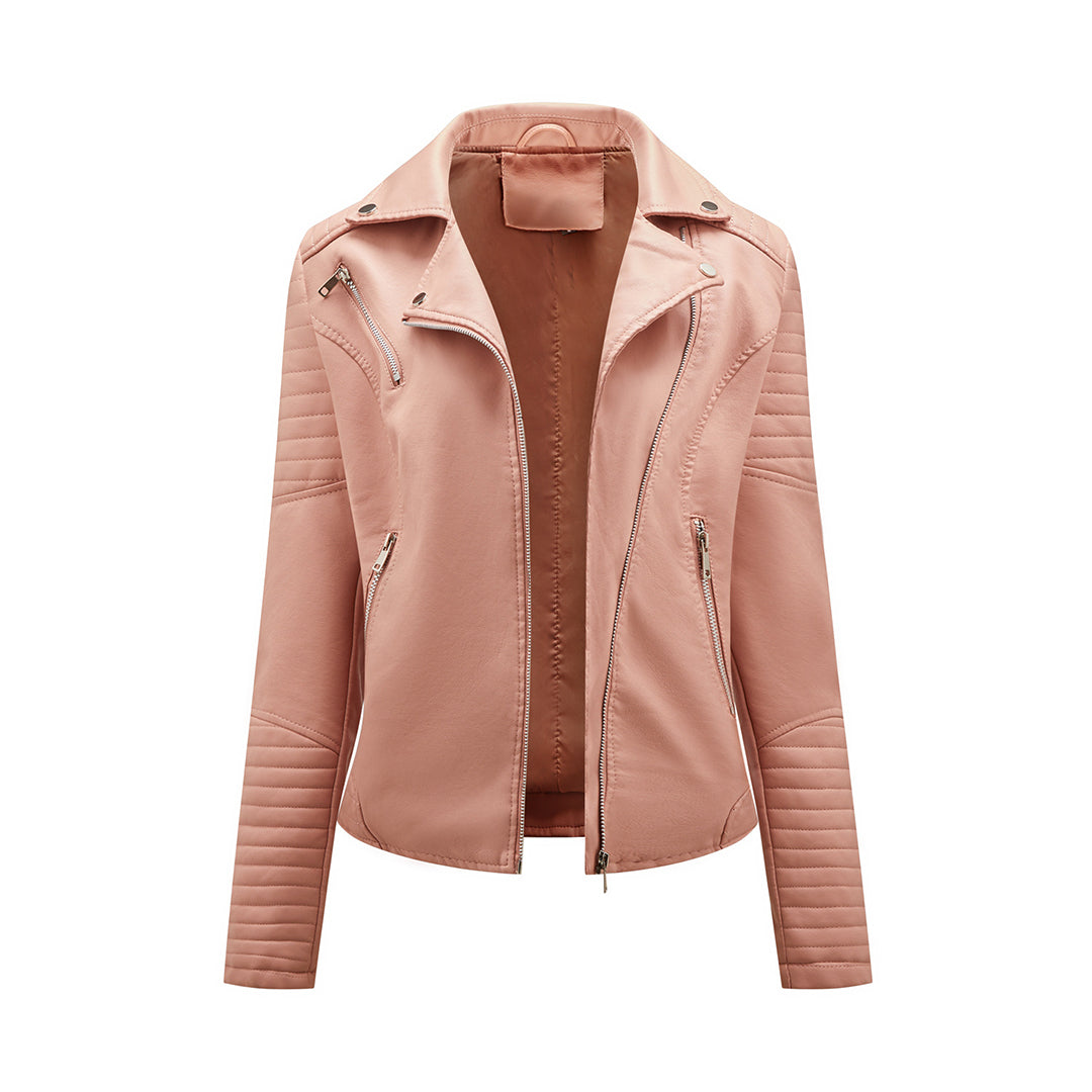Veste en Cuir Femme à Revers | Courte