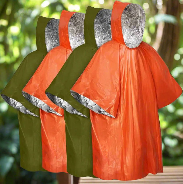 Poncho de pluie d'urgence réutilisable avec capuche pour protection en extérieur