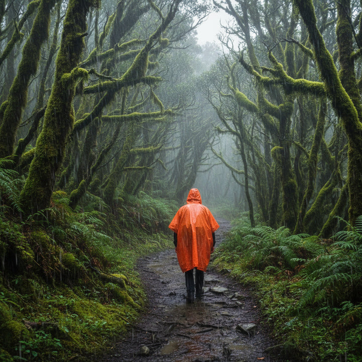 Poncho de pluie d'urgence réutilisable avec capuche pour protection en extérieur