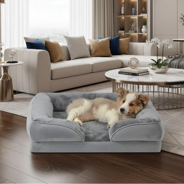Lit Orthopédique pour Chien avec Housse en Velours Amovible