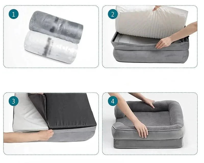 Lit Orthopédique pour Chien avec Housse en Velours Amovible