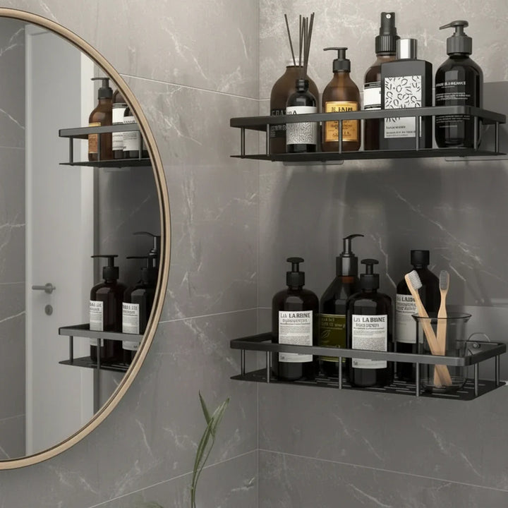 Étagère de Salle de Bain Adhésive – Sans Perçage & Élégante pour Toute Salle de Bain