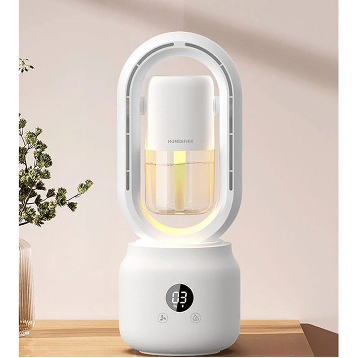 Ventilateur portable sans pales avec humidificateur et veilleuse pour un confort rafraîchissant