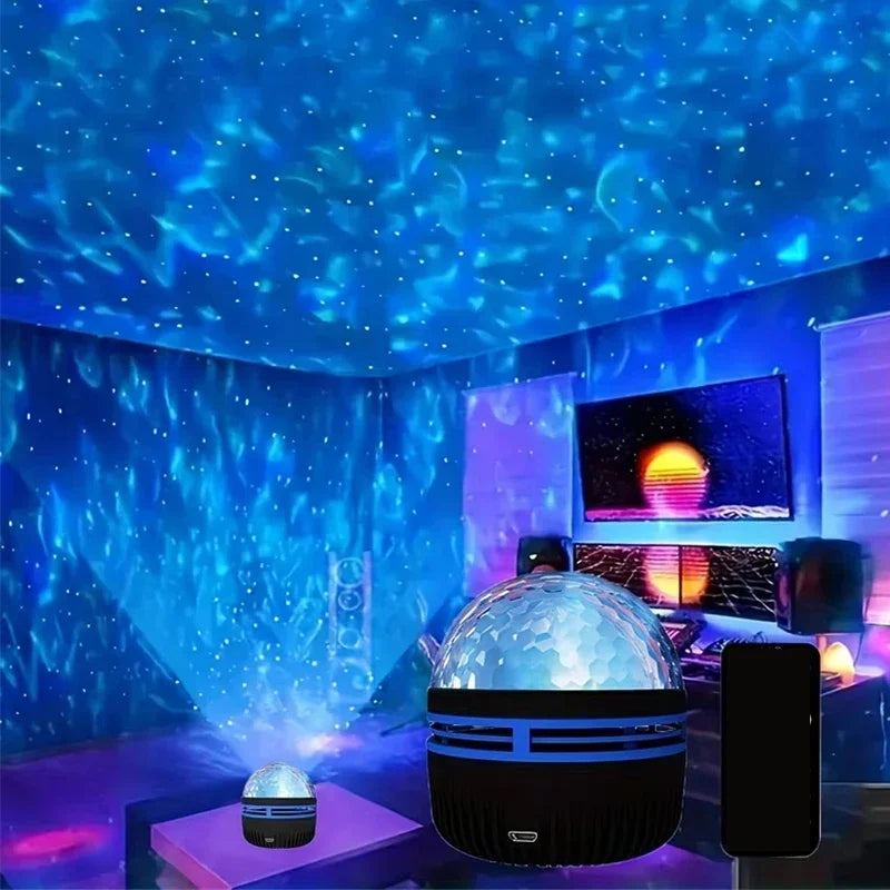 Projecteur d'Aurores Boréales | Synchronisation Musicale & Télécommande | Lumière Ambiante RGB | Chargement USB | 7.8×7.8×8.7 cm