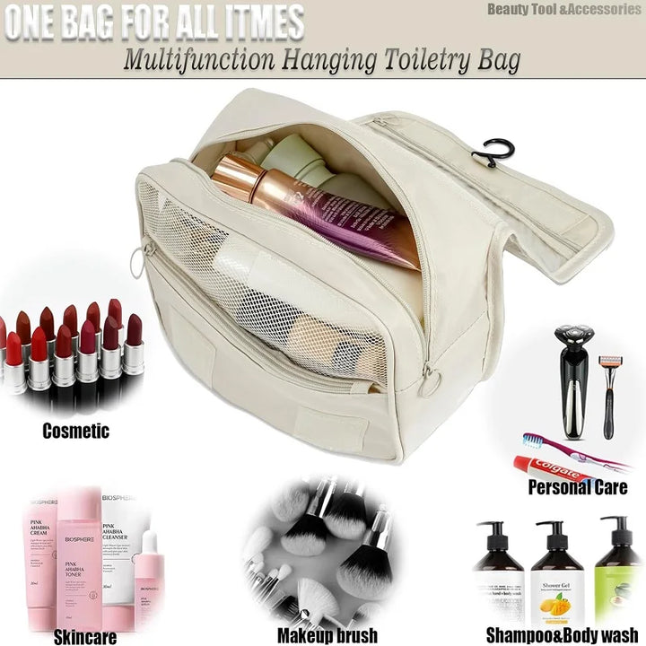 Trousse de Toilette de Voyage Compacte | 6 Compartiments & Poche pour Humidité | Polyesters Polyvalent & Résistant à l'Eau