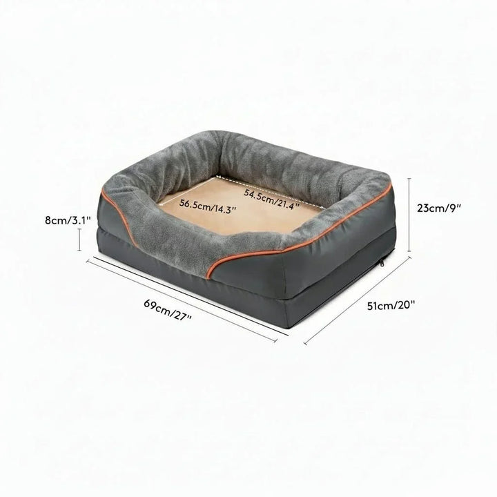 Lit Orthopédique Imperméable pour Chien avec Oreiller Élevé & Support en Mousse à Mémoire