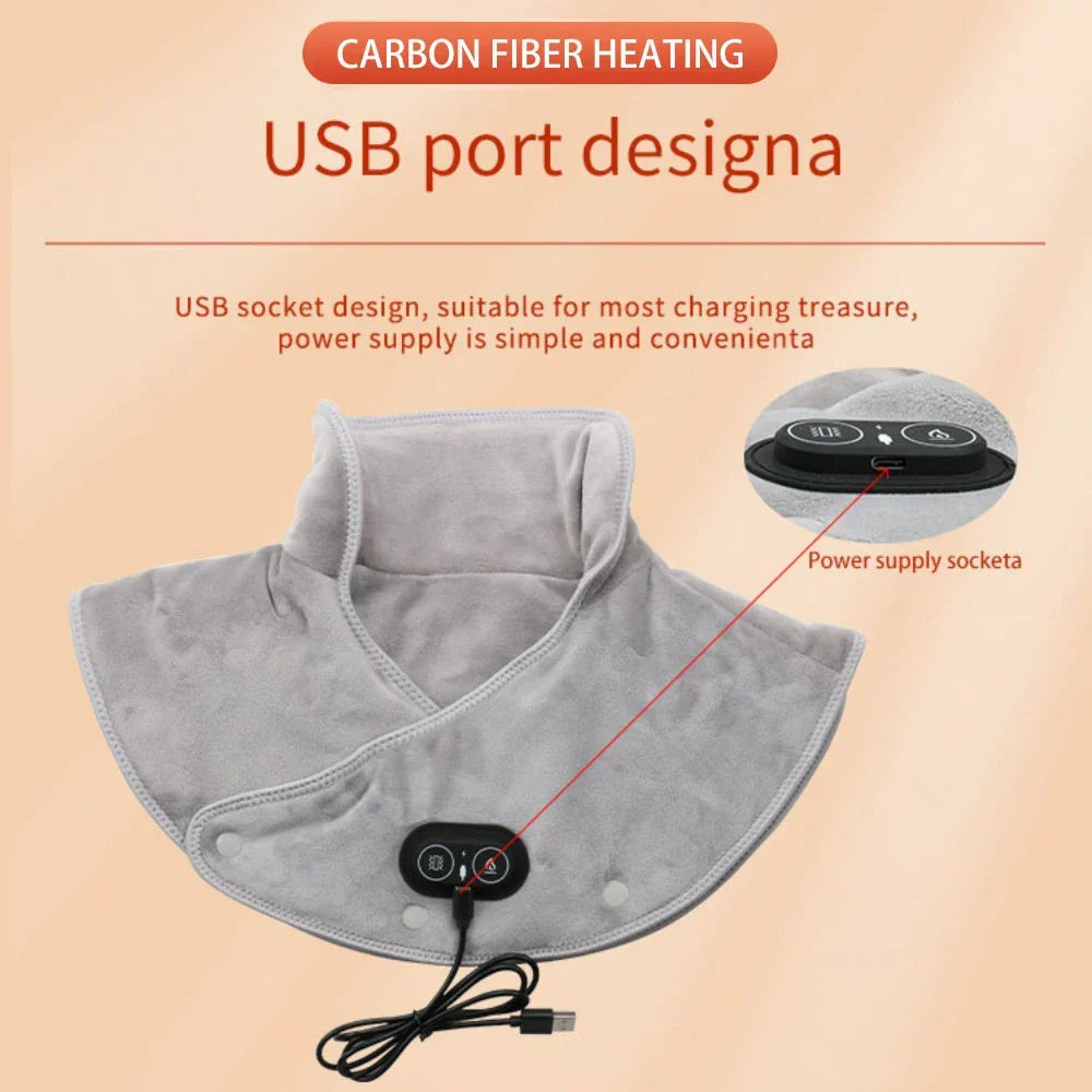 Massager de Cou & Épaules Chauffant | Coussin Chauffant USB avec Vibration | 3 Réglages de Température & Minuteur | Design en Peluche Douce