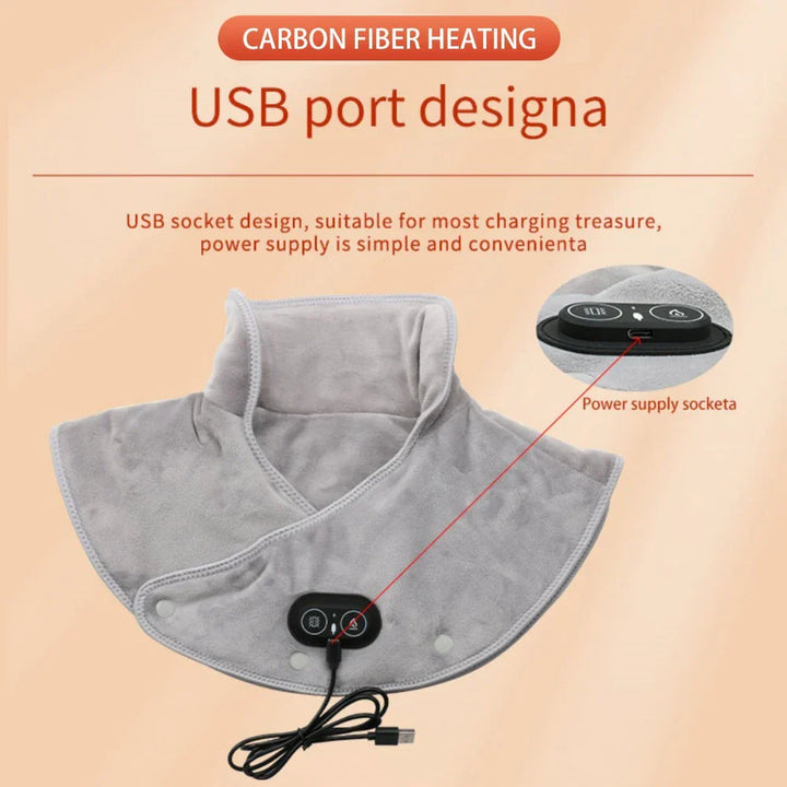 Massager de Cou & Épaules Chauffant | Coussin Chauffant USB avec Vibration | 3 Réglages de Température & Minuteur | Design en Peluche Douce