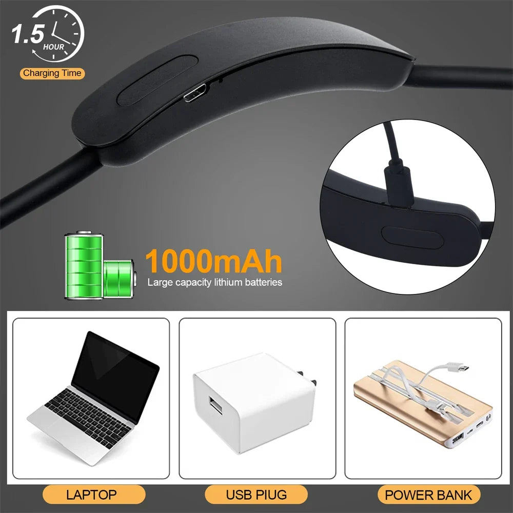 Lampe de Cou LED Rechargeable | Alimentation USB | 3 Couleurs de Lumière & Dimming Continu | Design Flexible & Portable
