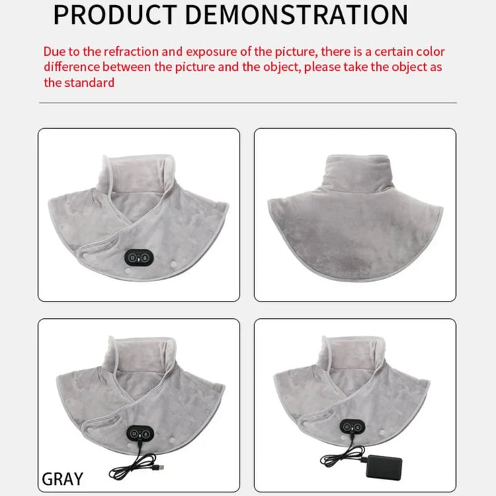 Massager de Cou & Épaules Chauffant | Coussin Chauffant USB avec Vibration | 3 Réglages de Température & Minuteur | Design en Peluche Douce